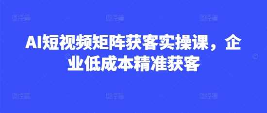 AI短视频矩阵获客实操课,企业低成本*获客