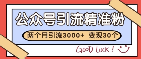 公众号*粉引流玩法,2个月3000+*粉,变现30个W【揭秘】