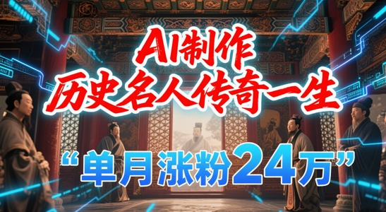 *起号!用AI制作历史名人传奇一生,单月涨粉24W,涨粉+变现赛道黑马来了