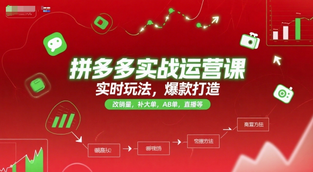 拼多多实战运营课,实时玩法,*打造,改销量,补大单,AB单,直播等(更新2025月)