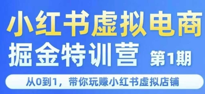 小红书虚拟电商掘金特训营*期,从0到1,带你玩转小红书虚拟店铺