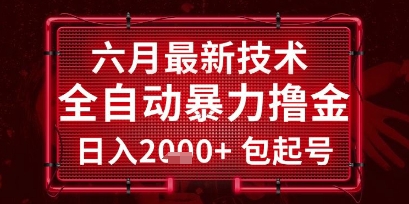 六月*技术全自动*撸金,稳定日入2k+包起号,长期稳定【揭秘】