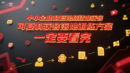 中小企业利用短视频*获客,可复制获客落地训练方案,做好短视频,一定要看完