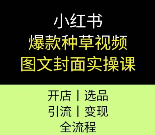 小红书*种草视频图文封面实操课,开店、选品、引流、变现全流程