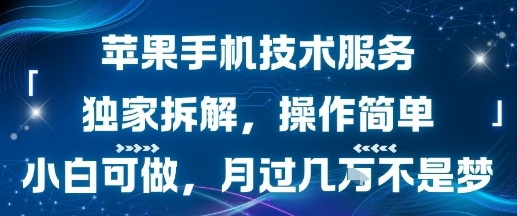 苹果手机技术服务,*拆解,操作简单,小白可做,月过1W不是梦