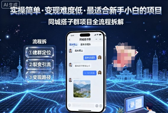 实操简单,变现难度低,*新手小白做的项目,每天轻松收入3张,同城搭子群项目全流程拆解