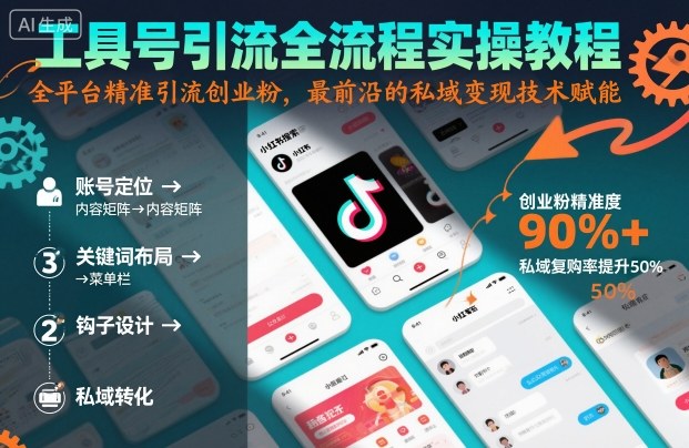 工具号引流全流程保姆级实操教程,全平台*引流创业粉,*的私域变现技术赋能