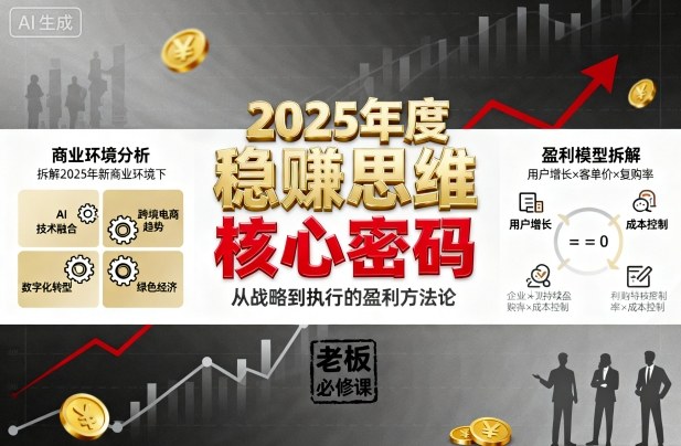 2025年度稳賺思维*创业营,拆解2025年新商业环境下,企业实现持续盈利的*密码
