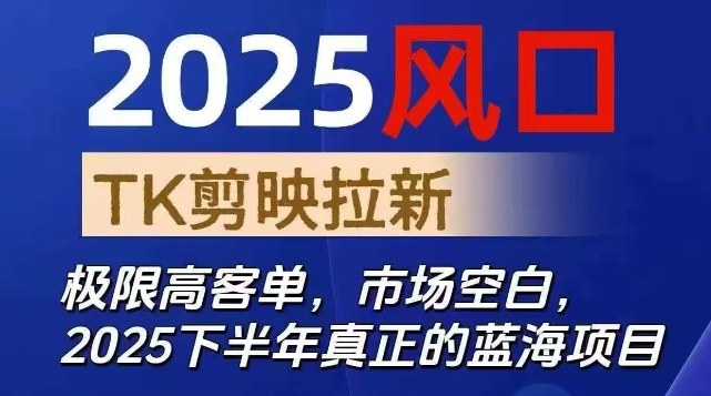 2025风口TK剪映capcut拉新项目,极限高客单,市场空白,2025下半年*的蓝海项目