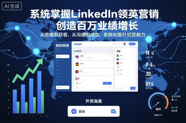 系统掌握LinkedIn领英营销,创造百万业绩增长,从思维到获客,从沟通到*,系统化提升外贸能力