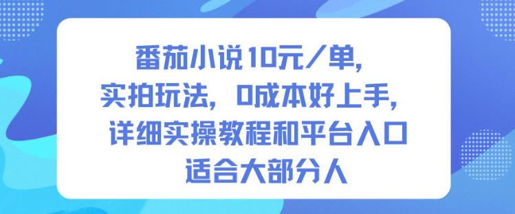 番茄小说10米每单,实拍玩法,*好上手,详细实操教程和平台入口适合大部分人
