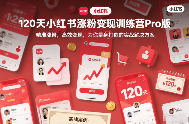 120天小红书涨粉变现训练营Pro版,*涨粉,*变现,为你量身打造的实战解决方案