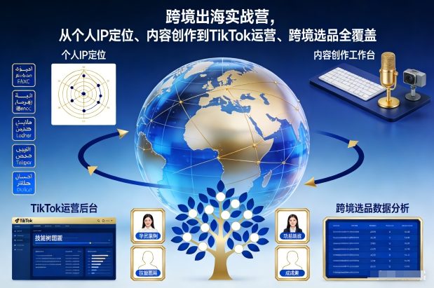 跨境出海实战营,从个人IP*、内容创作到TikTok运营、跨境选品全覆盖