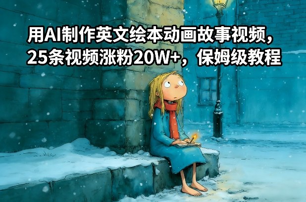 用AI制作英文绘本动画故事视频,25条视频涨粉20W+,保姆级教程